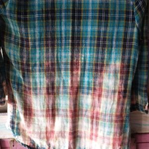 Bleached style plaid button up